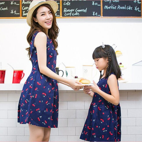 Mom-Daughter Sleeveless Dress Family