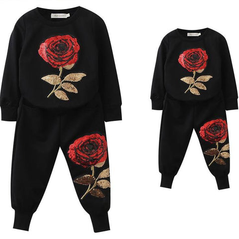 Longsleeve Rose Floral Sweatshirt-Pants