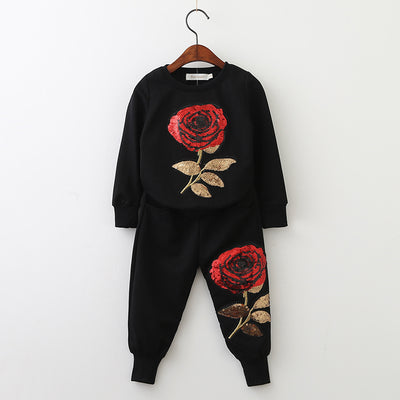 Longsleeve Rose Floral Sweatshirt-Pants